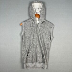 VTG 80s Spring Ford Sleeveless Zip Hoodie Gray Made USA Creslan Blend Fits Small